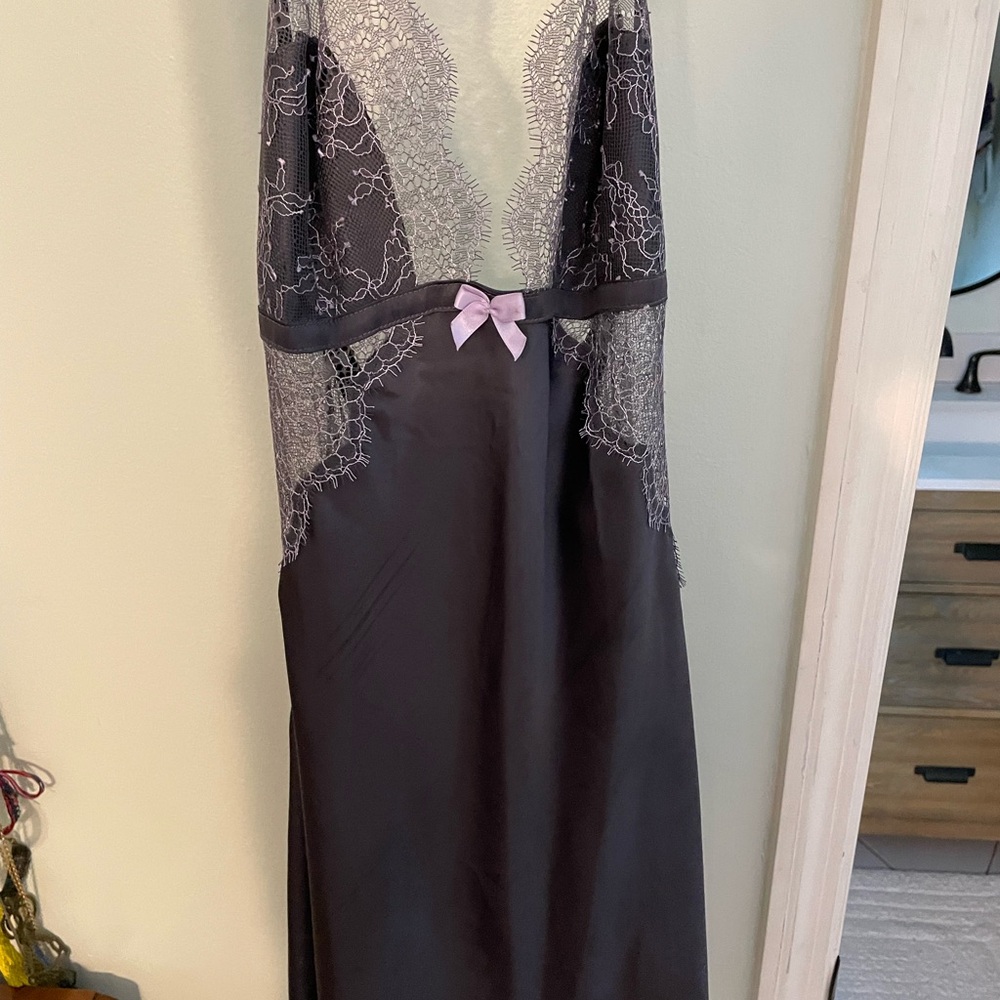 Victoria's Secret Charcoal and Lavender Lace Chemise nightie